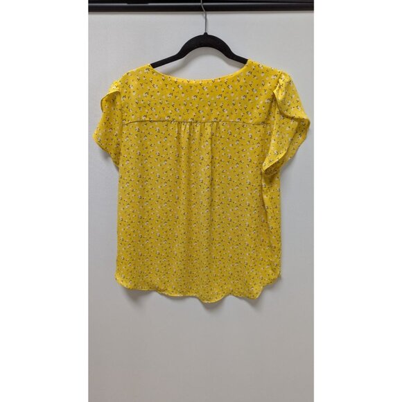 philosophy Yellow Floral Half-Button-Down Blouse - Picture 2 of 2